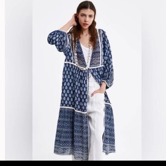 Zara Embroidered Kimono with Tassels Size - Medium-Large - Picture 5 of 12